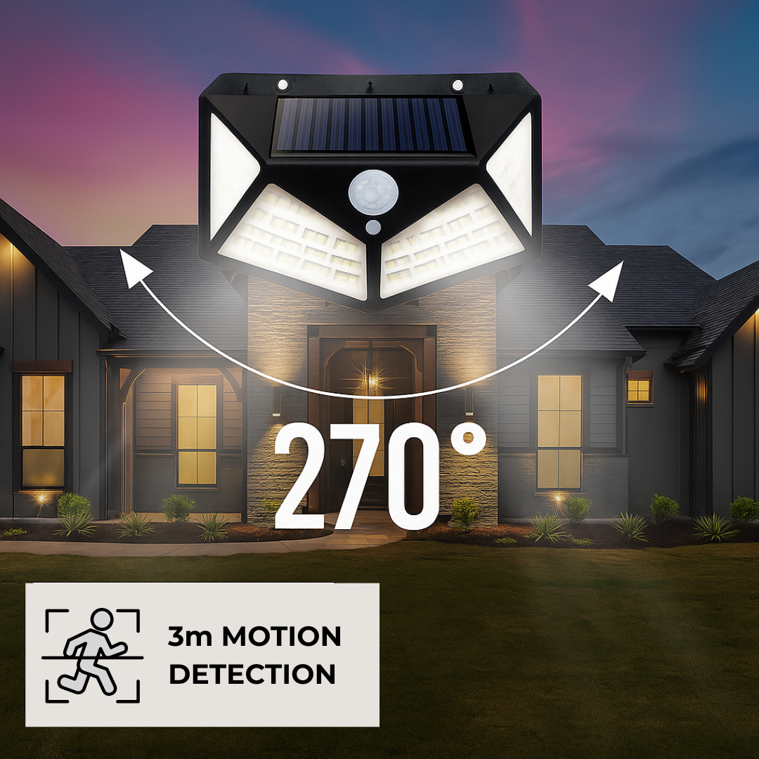 Solárna LED nástenná lampa s pohybovým senzorom, čierna