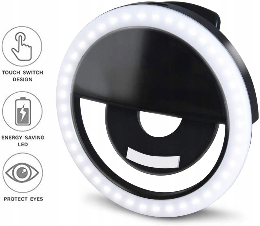 Selfie LED USB krúžková lampa s batériou a Micro USB káblom