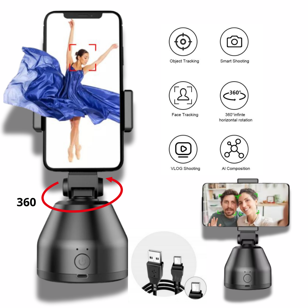 360° inteligentný otáčací držiak na telefón s rozpoznávaním tváre