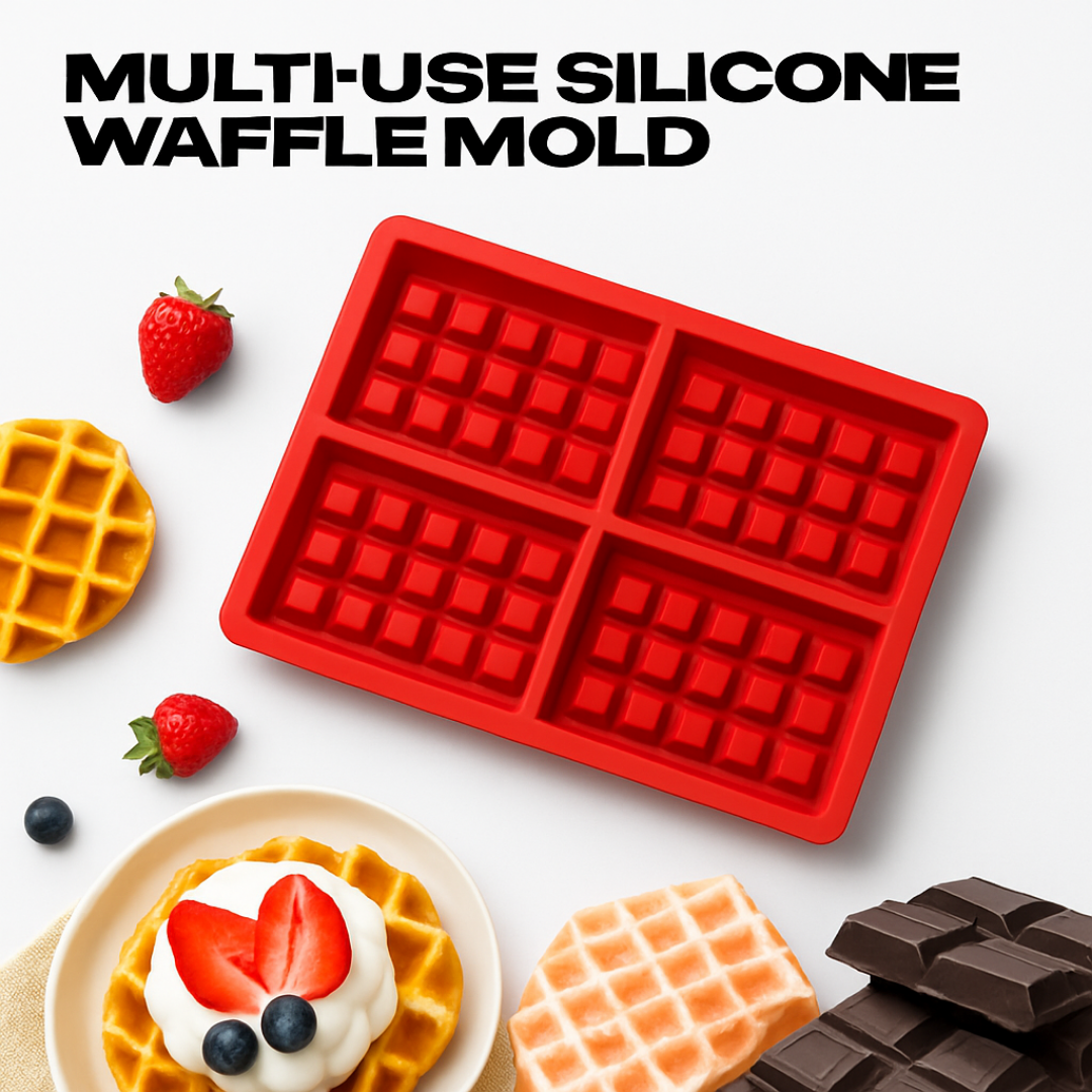 Viacúčelová silikónová forma na wafle a snacky – plech na pečenie s 4 sekciami