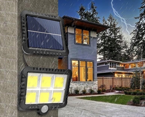 Solárna lampa s diaľkovým ovládaním a 120 LED diódami