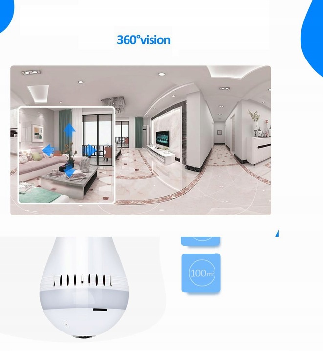 360° Smart žiarovka s kamerou a WiFi a obojsmerným audio – 2MP HD dohľad