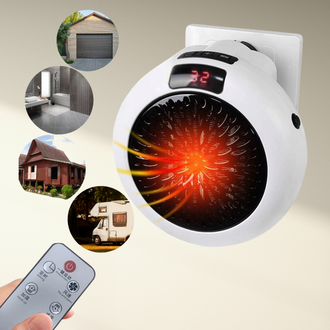 Prenosný mini elektrický ohrievač na stenu 900W s diaľkovým ovládaním – rôzne farby (biely)