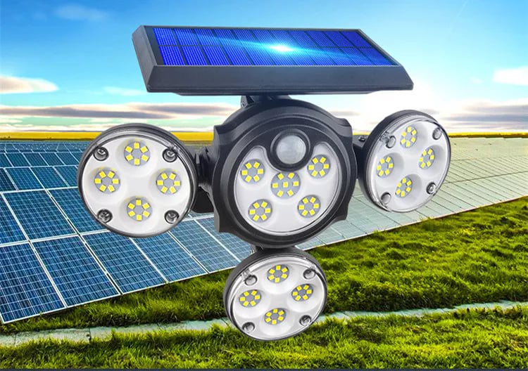 Solárna nástenná lampa 103 LED so štyrmi hlavami 25W