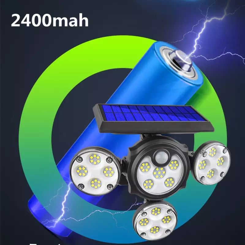 Solárna nástenná lampa 103 LED so štyrmi hlavami 25W