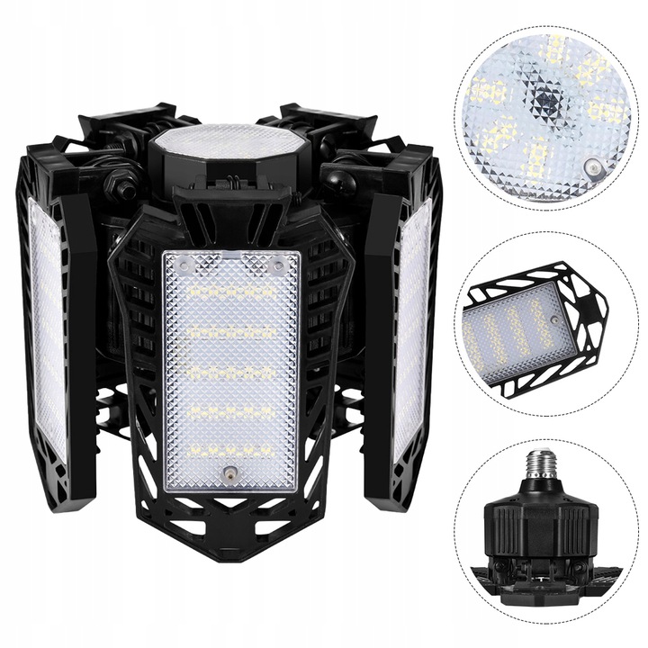 Skladacia LED lampa s vysokým výkonom do garáže, skladu a dielne