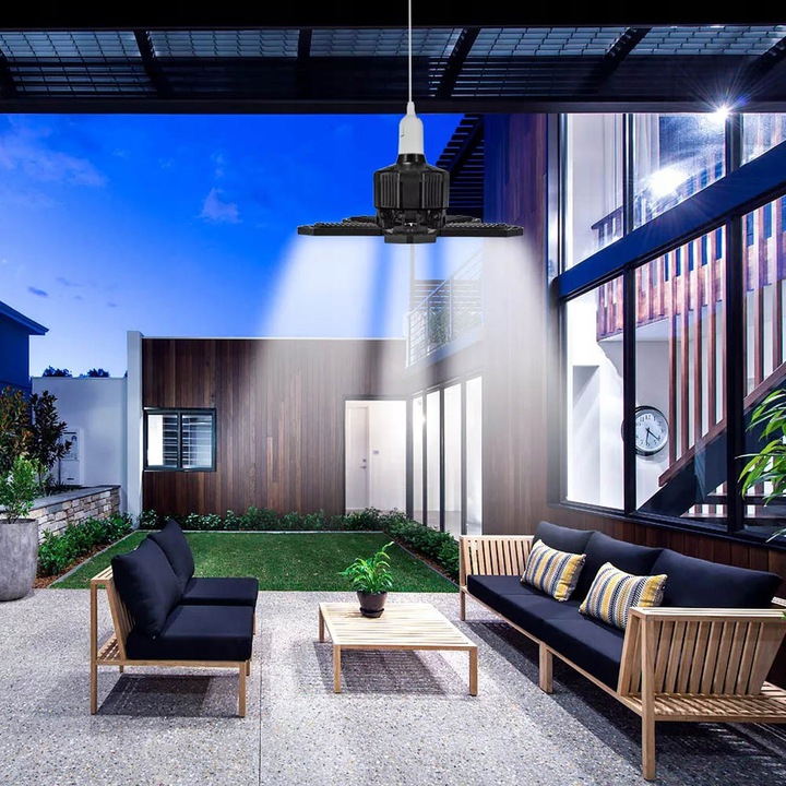 Skladacia LED lampa s vysokým výkonom do garáže, skladu a dielne