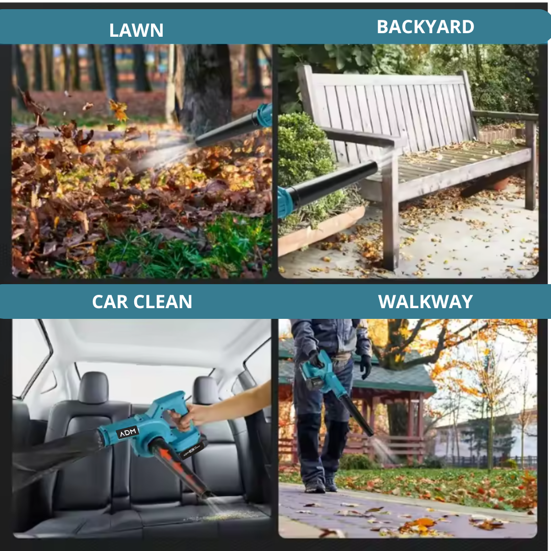 Bezdrôtový elektrický fúkač – žltý a modrý | Dvojité 21V alebo 48V batérie