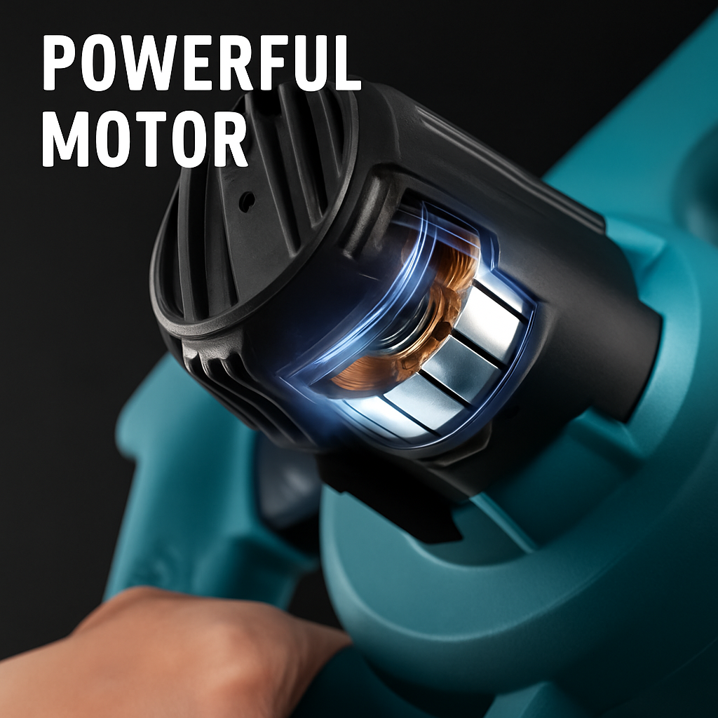 Bezdrôtový elektrický fúkač – žltý a modrý | Dvojité 21V alebo 48V batérie