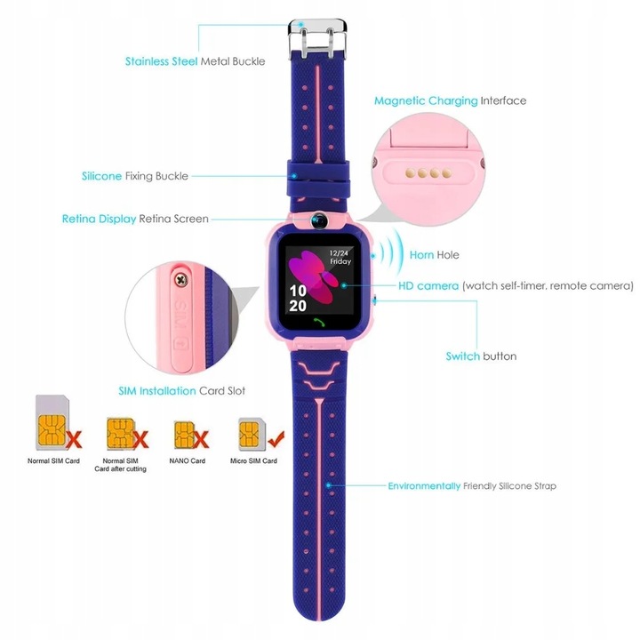 Smart hodinky pre deti s GPS lokalizátorom - 3 farby