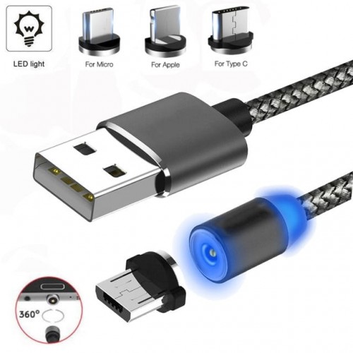 Magnetický nabíjací kábel 3v1 (Micro USB, C, iPhone)