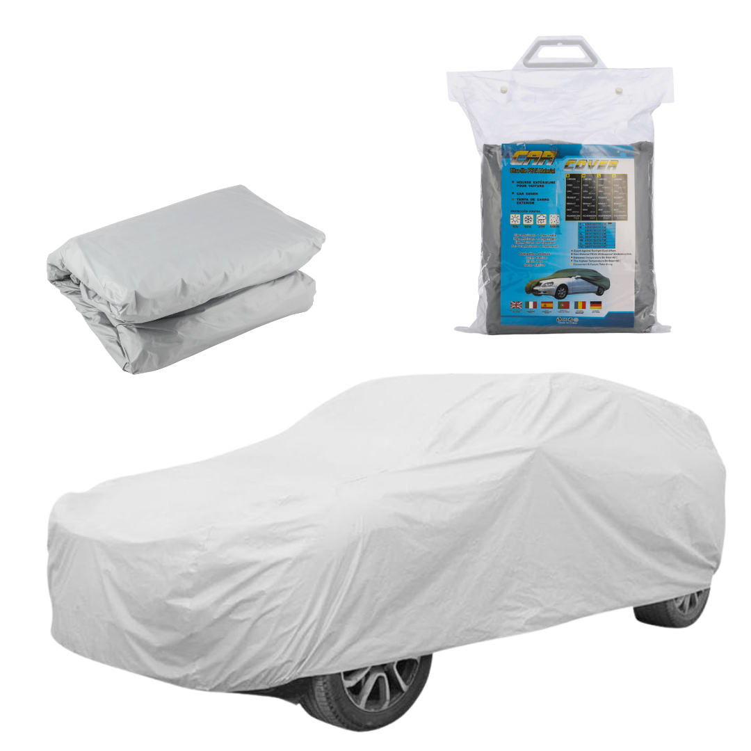 Prémiový šedý obal na auto – celoročná ochrana (veľkosť L/XL)