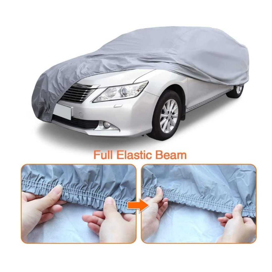 Prémiový šedý obal na auto – celoročná ochrana (veľkosť L/XL)