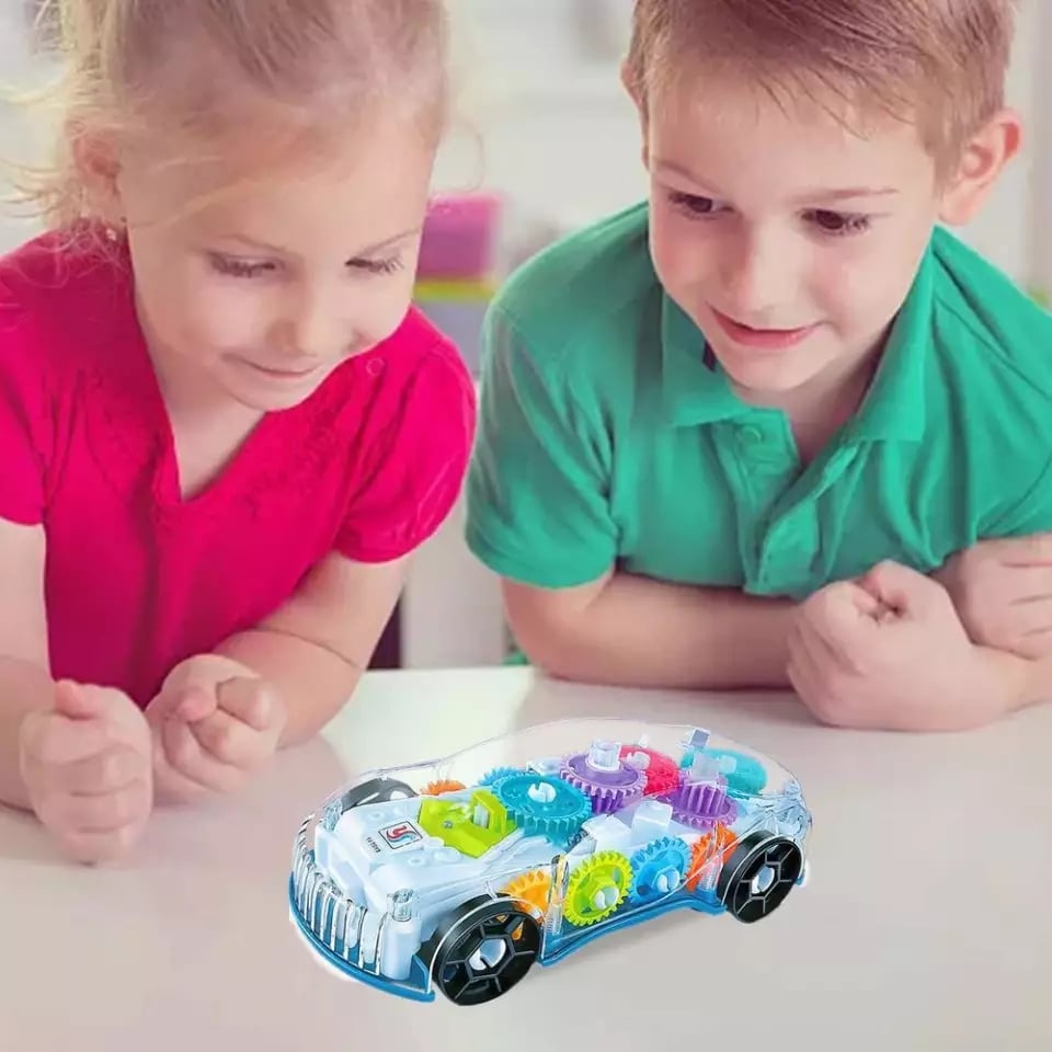 Žiariace priehľadné hudobné autíčko