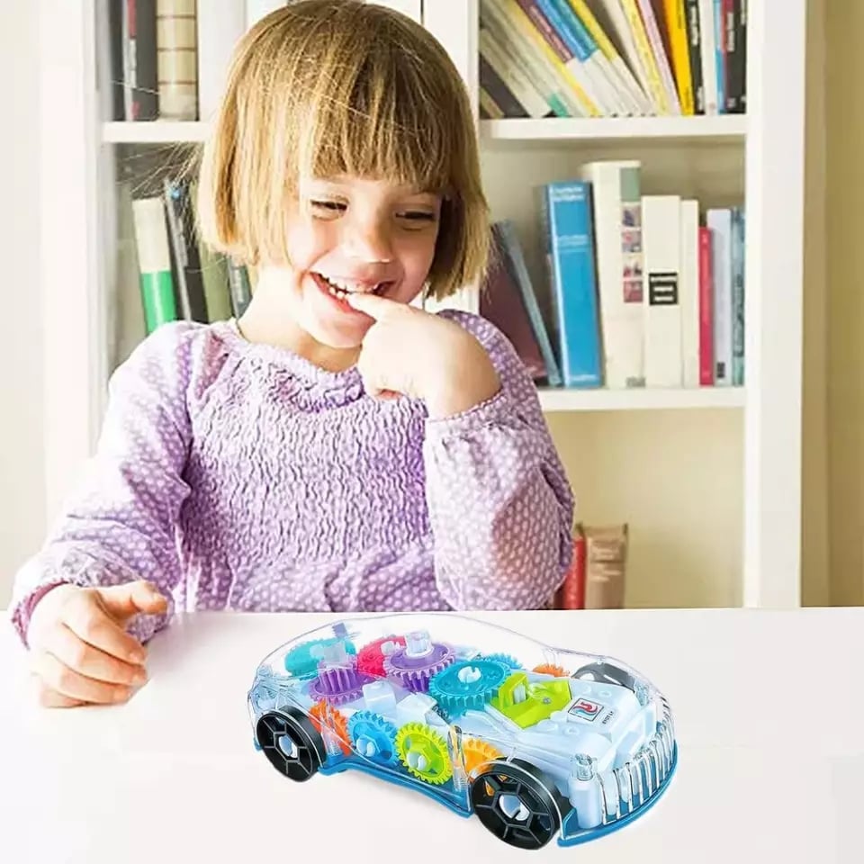 Žiariace priehľadné hudobné autíčko