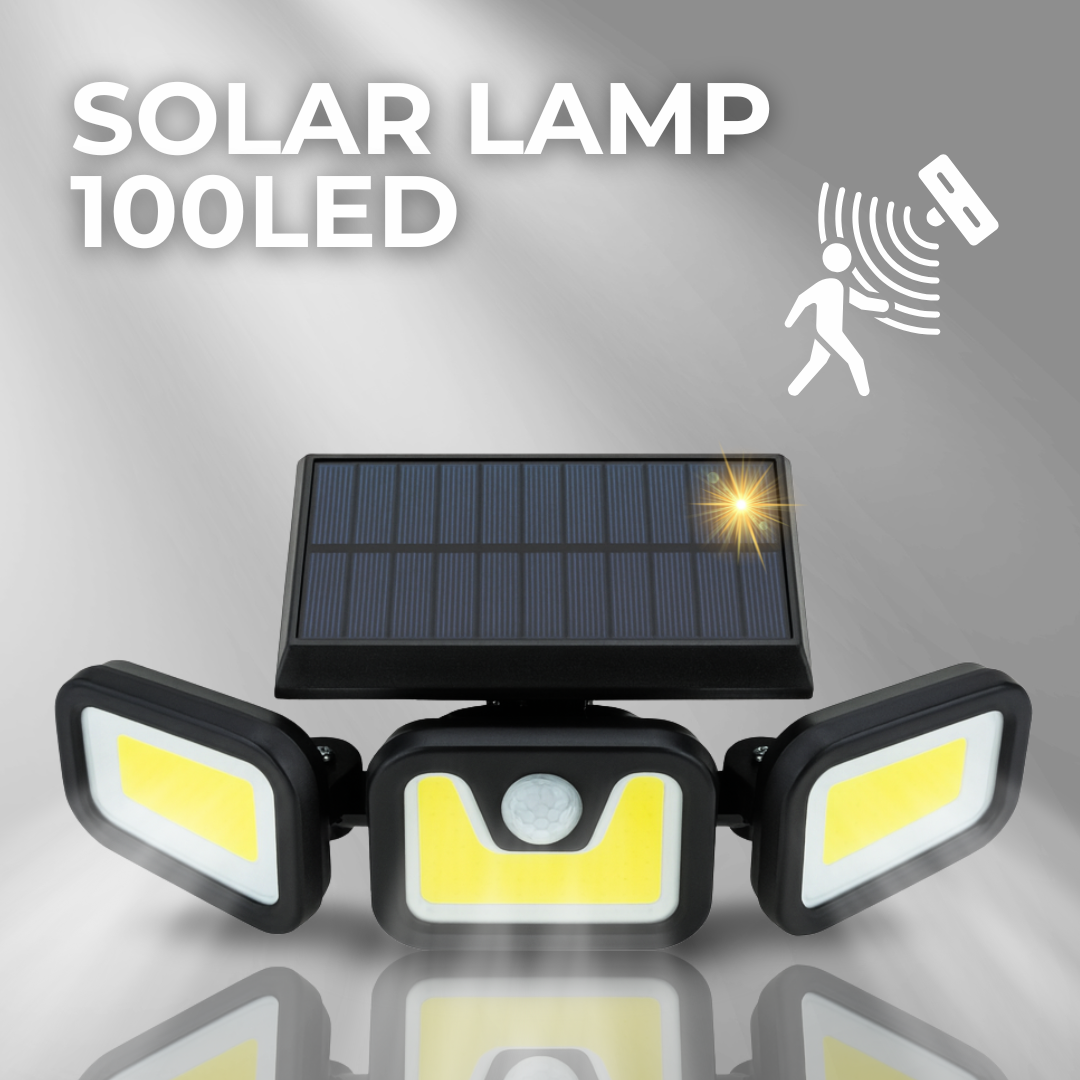 Solárna halogénová lampa 100 LED so súmrakovým a pohybovým senzorom