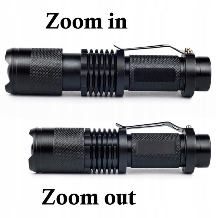 Taktická baterka s tromi režimami svietenia a zoomom