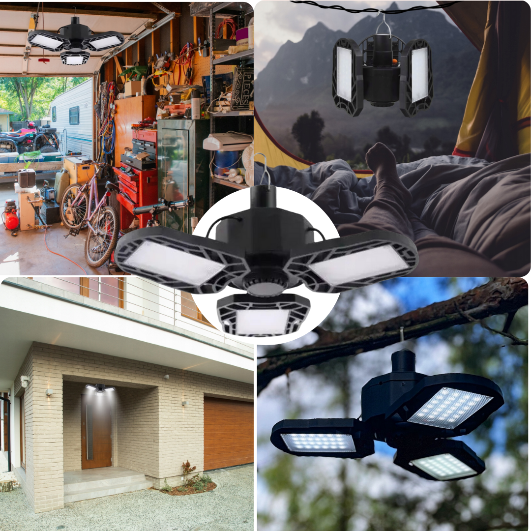 Solárna LED závesná lampa s panelom pre garáž, dielňu a vonkajšie použitie