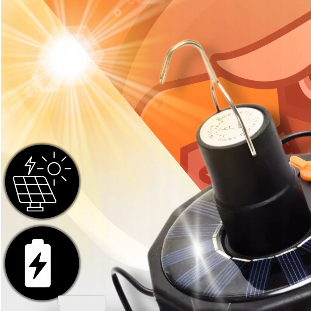 Solárna LED závesná lampa s panelom pre garáž, dielňu a vonkajšie použitie