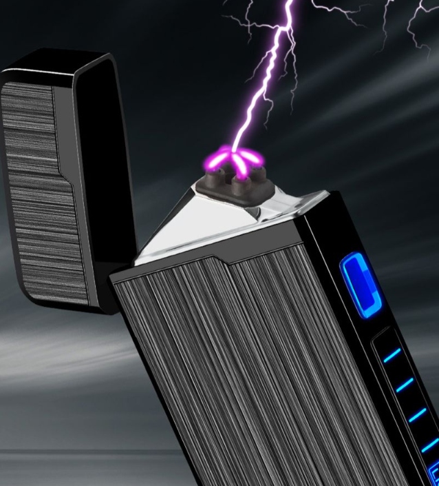 Plazmový Chrómový Zapaľovač s USB a LED