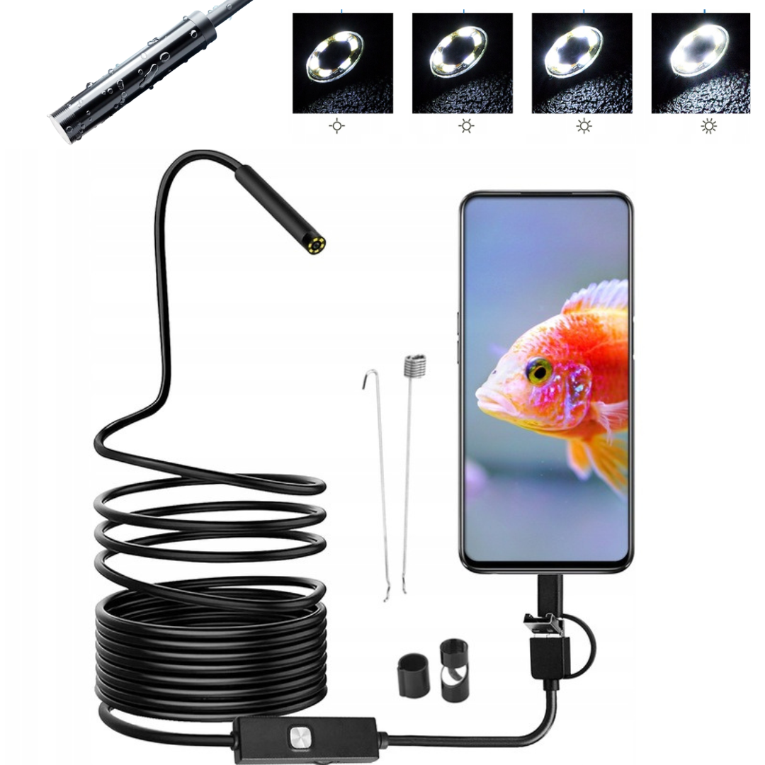USB ENDOSKOPICKÁ KAMERA – VODOTESNÁ HD INŠPEKCIA S KÁBLOM 1m/5m