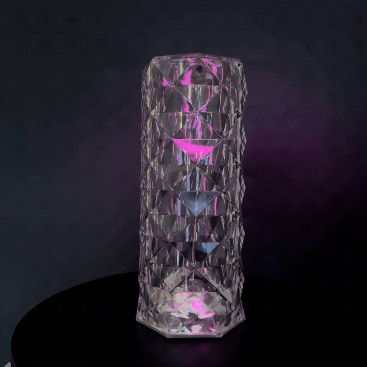 Kryštálová diamantová lampa s ružovým efektom, USB + diaľkové ovládanie