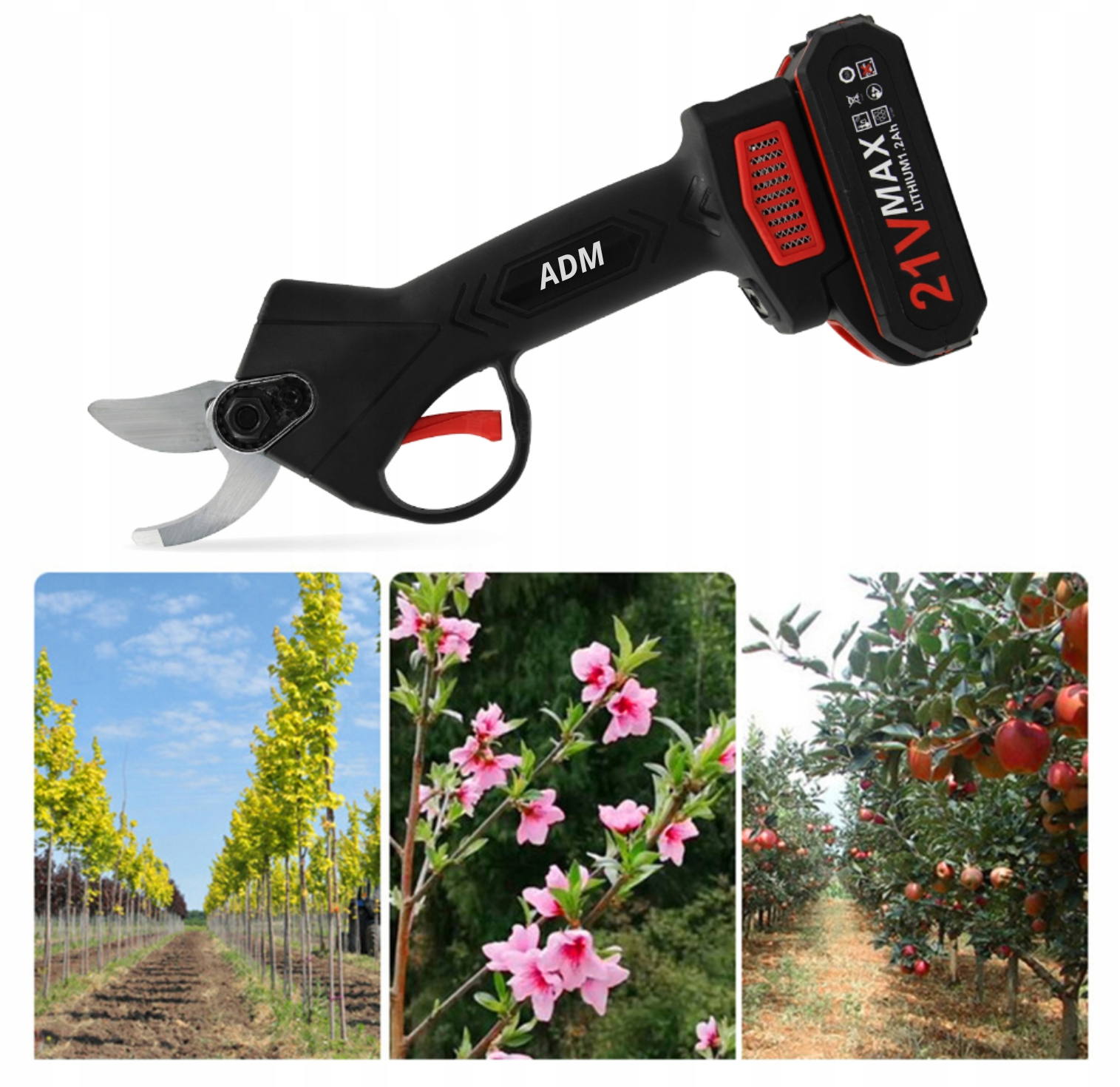 Bezdrôtový elektrický pruner ADM s 2 batériami 21V - rôzne farby