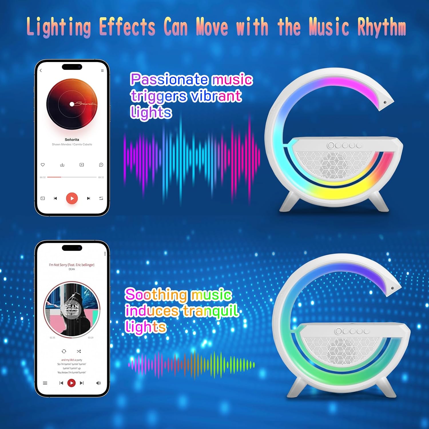 LED lampa s QI nabíjačkou a Bluetooth reproduktorom