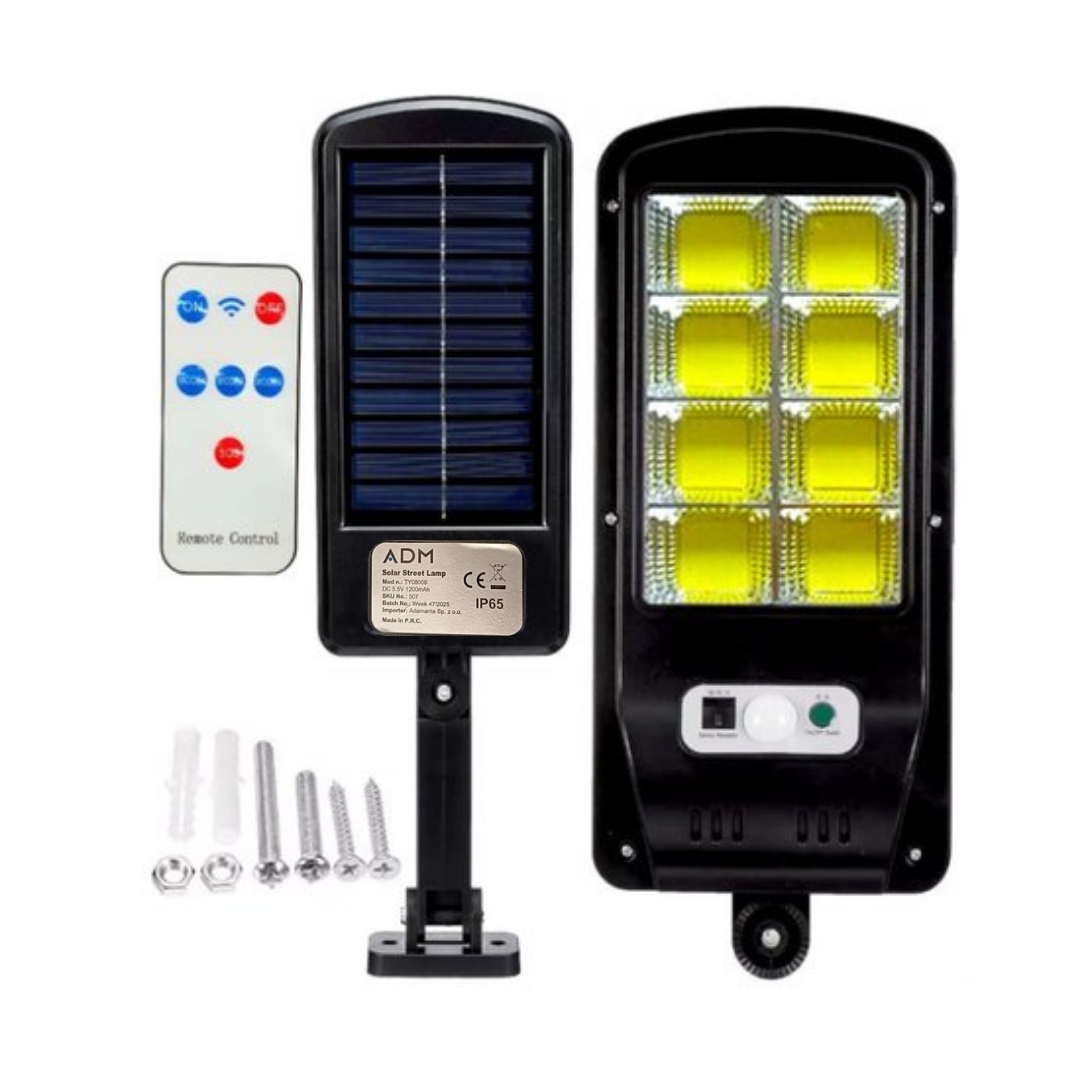ADM solárna pouličná lampa s pohybovým senzorom 1 200 mAh a diaľkovým ovládaním