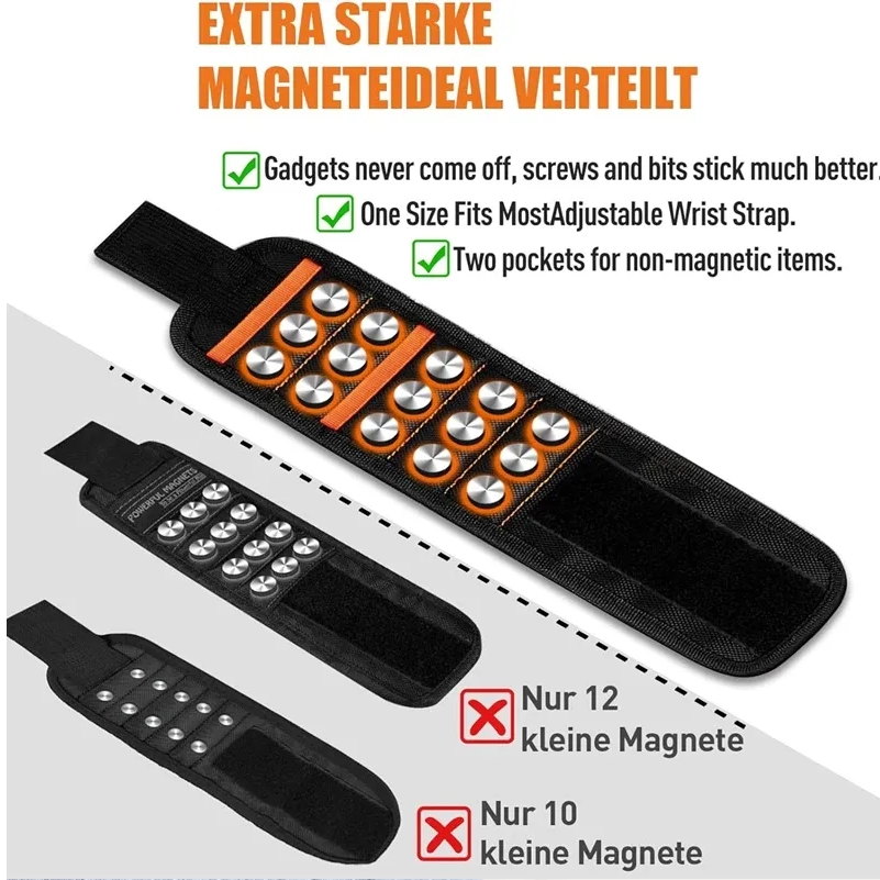 Magnetický náramok na jednoduché usporiadanie náradia