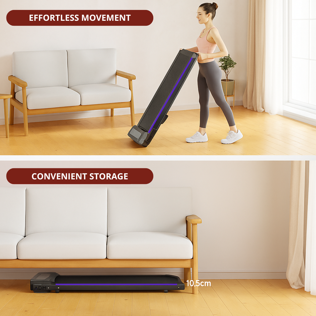 Kompaktný bežecký pás ADM – Slim Pad pre domáce a kancelárske fitness