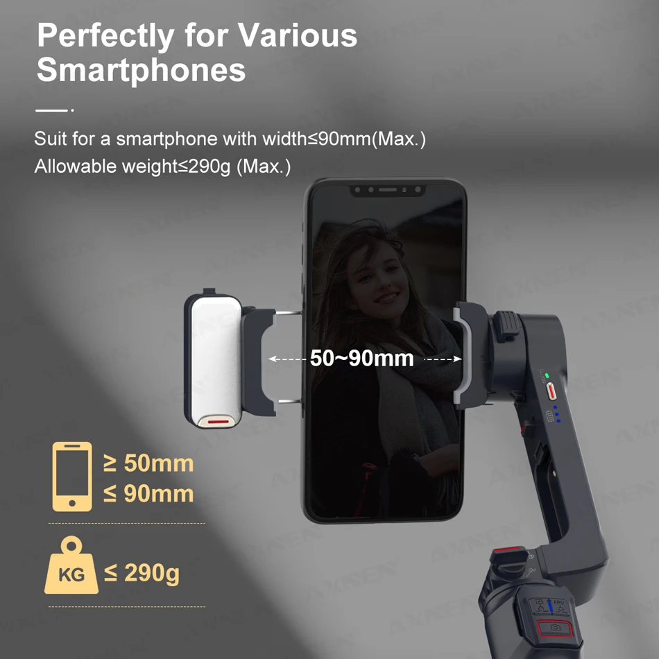 2-osový gimbal stabilizátor a selfie tyč | odnímateľné svetlo A10