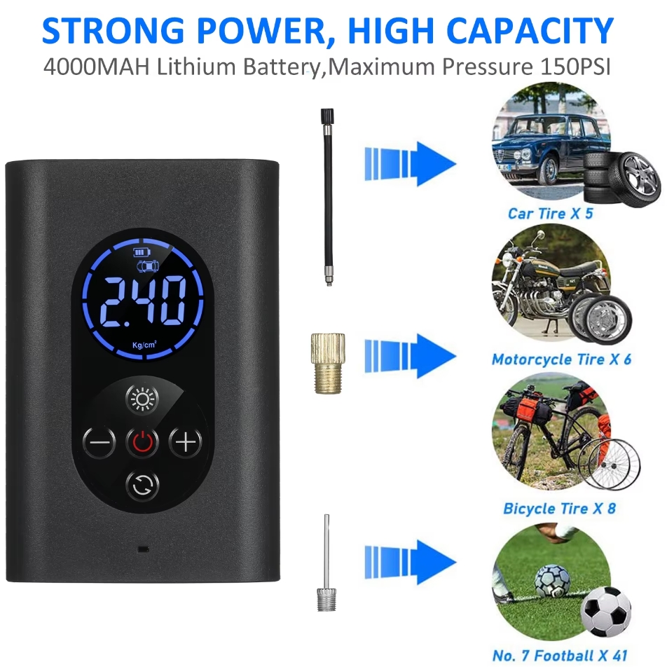 Bezdrôtový digitálny nafukovač pneumatík 250 PSI