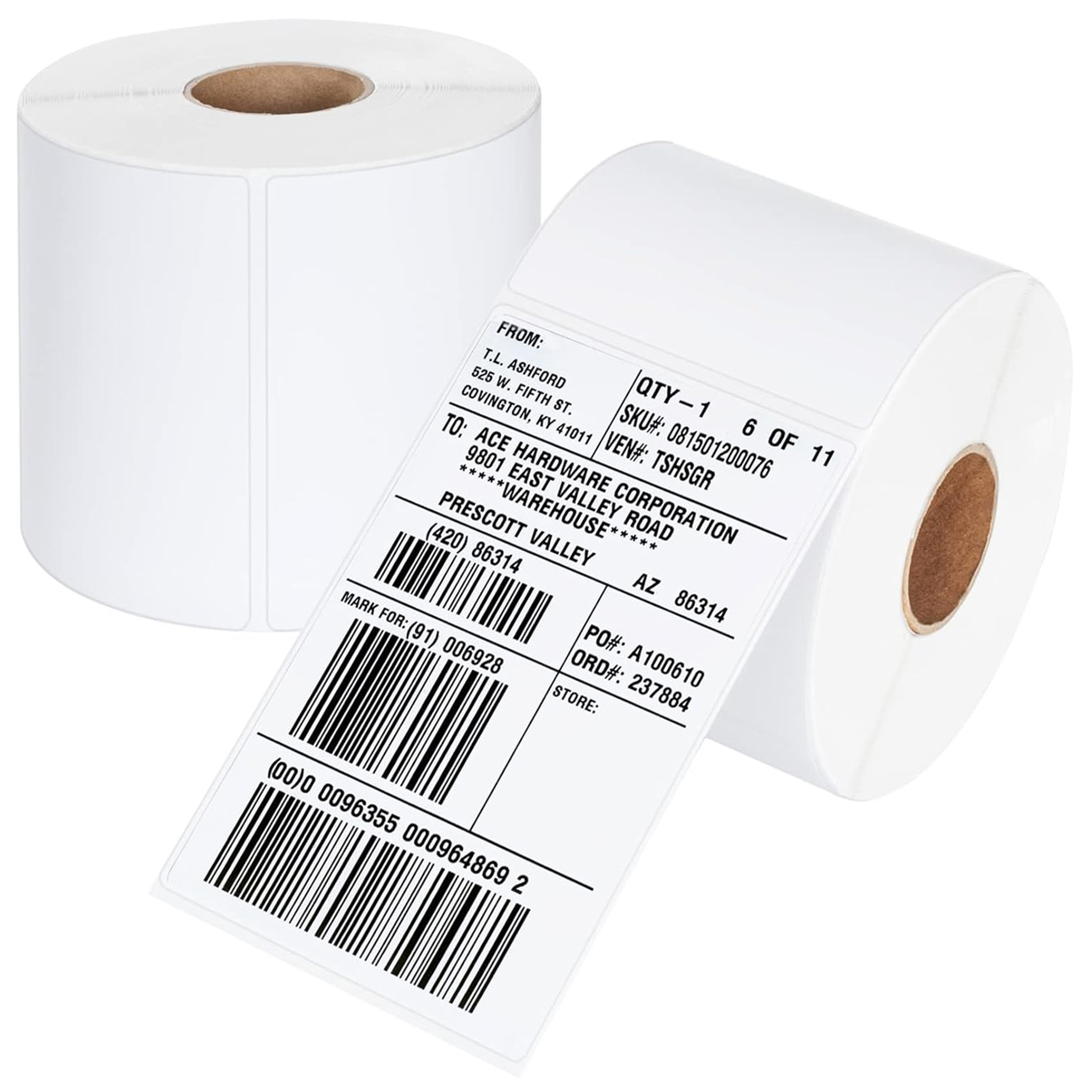 Biele termálne samolepiace etikety 100x150 mm, 500 ks, perforované